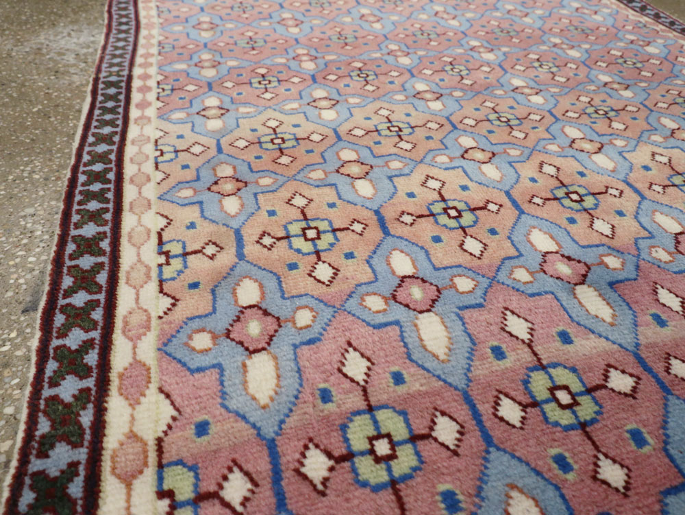 Vintage Persian Kashan Modernist Rug, No.23972 - Staging