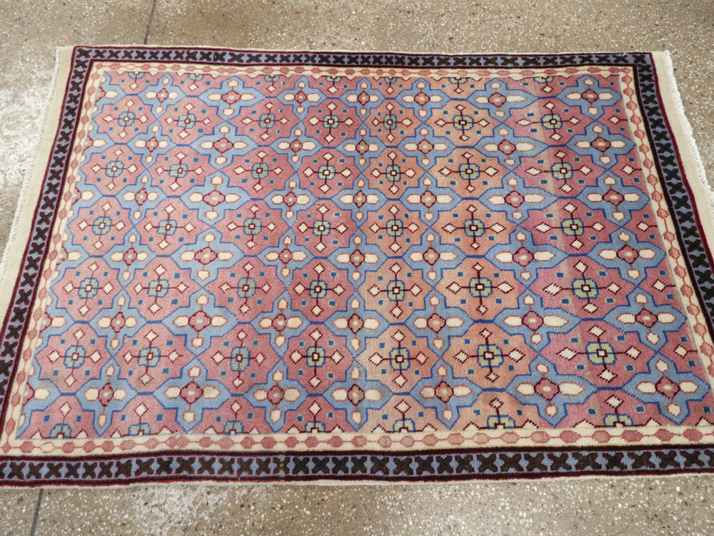 Vintage Persian Kashan Modernist Rug, No.23972 - Staging