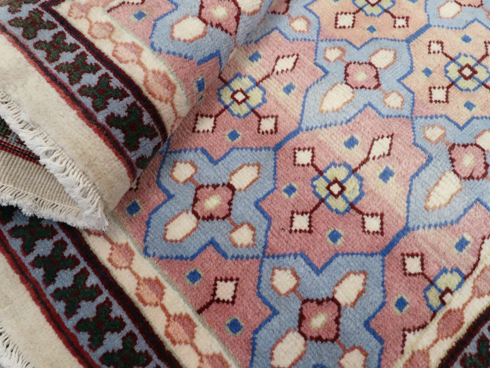 Vintage Persian Kashan Modernist Rug, No.23972 - Staging