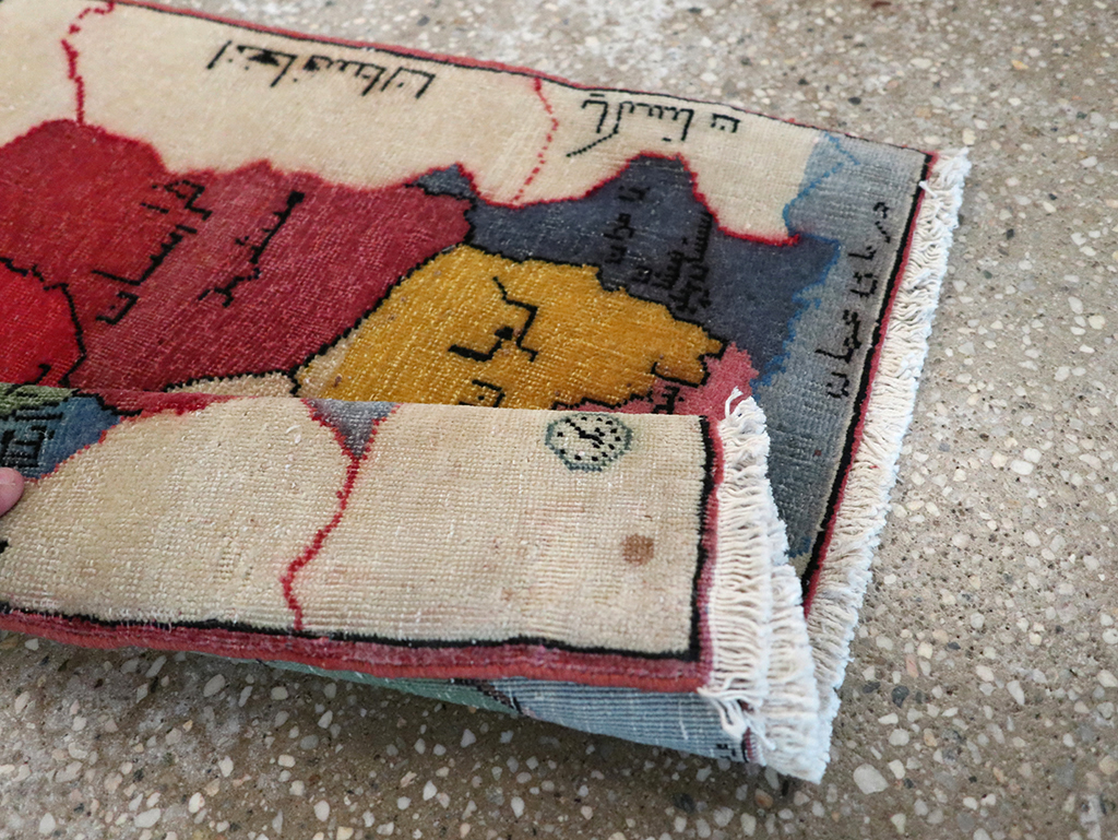 Antique Persian Tabriz Pictorial Map Rug, No.23973 - Staging