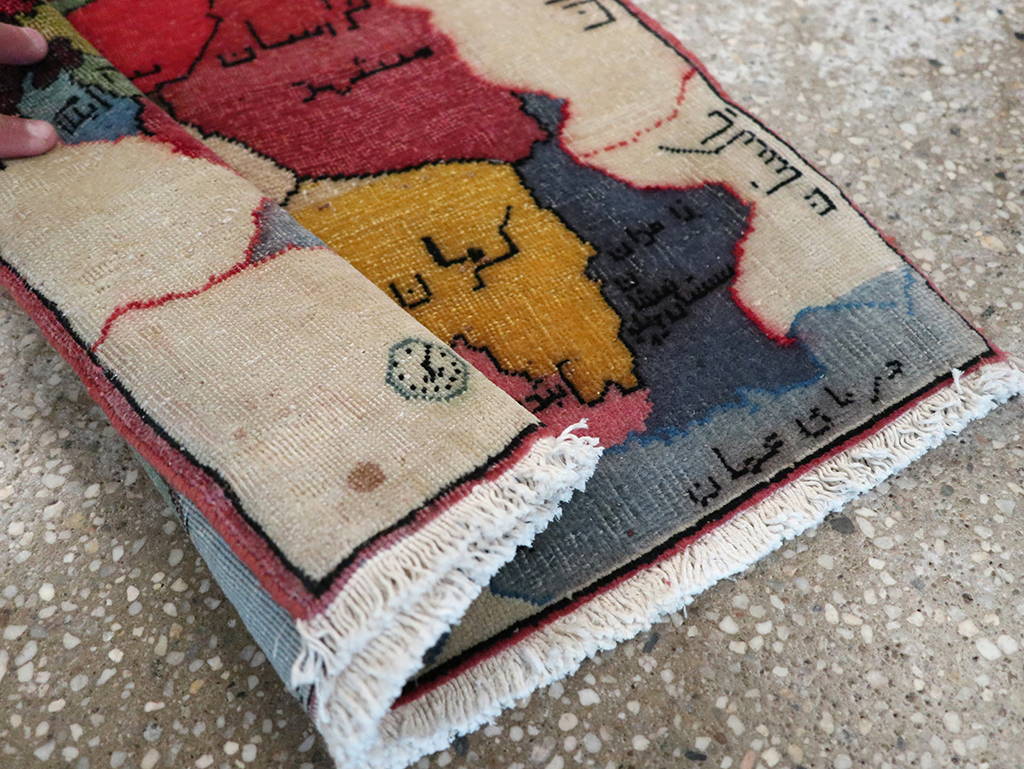 Antique Persian Tabriz Pictorial Map Rug, No.23973 - Staging