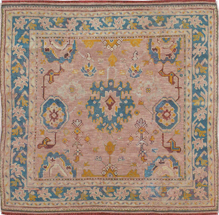 Antique Turkish Oushak Square Rug, No.23998 - Staging
