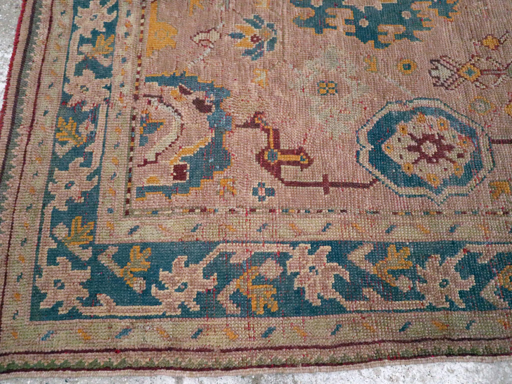 Antique Turkish Oushak Square Rug, No.23998 - Staging