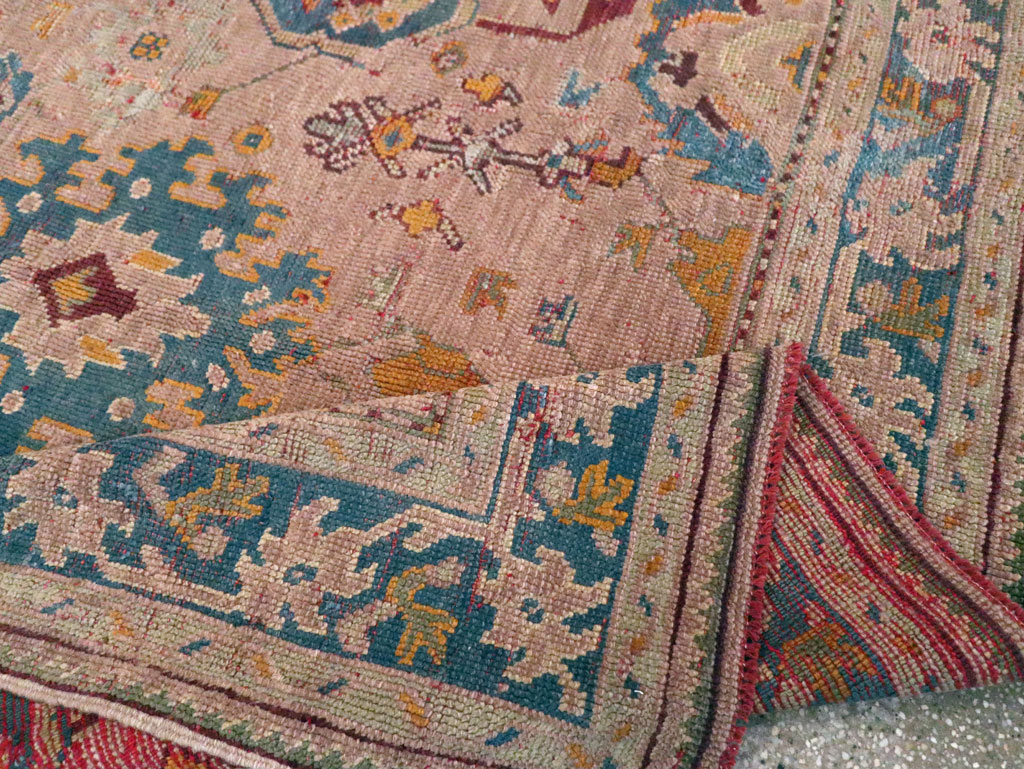 Antique Turkish Oushak Square Rug, No.23998 - Staging