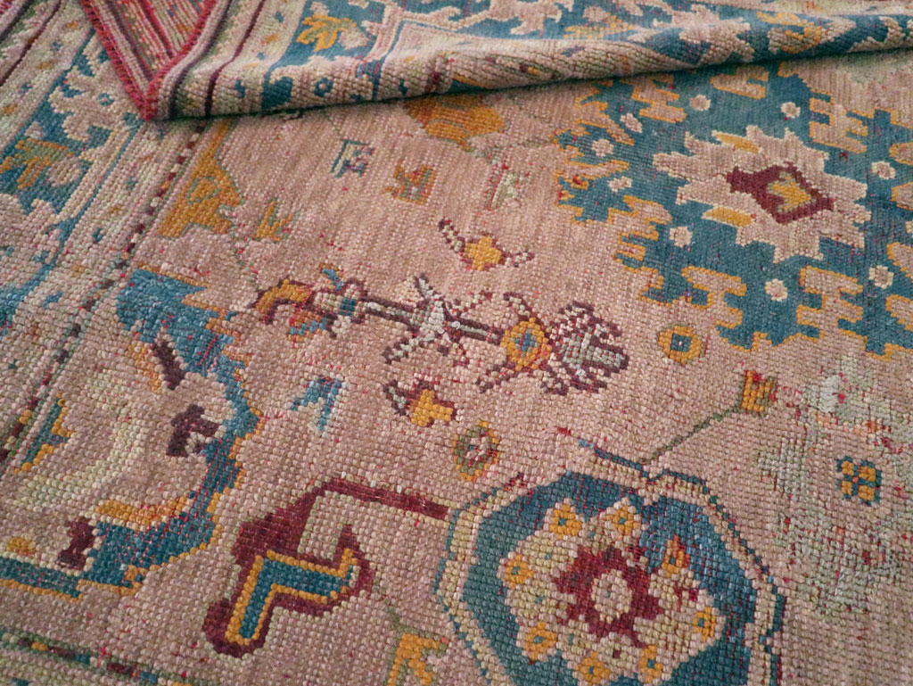 Antique Turkish Oushak Square Rug, No.23998 - Staging