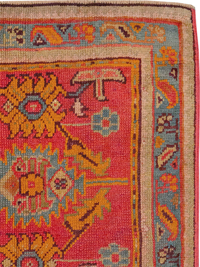 Antique Turkish Oushak Square Throw Rug, No.23999 - Staging