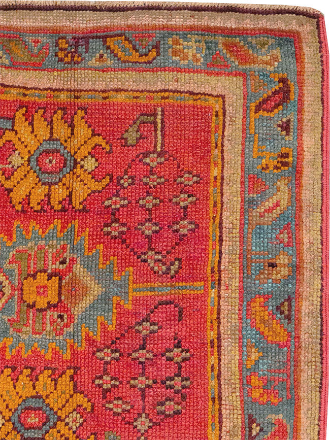 Antique Turkish Oushak Square Throw Rug, No.23999 - Staging