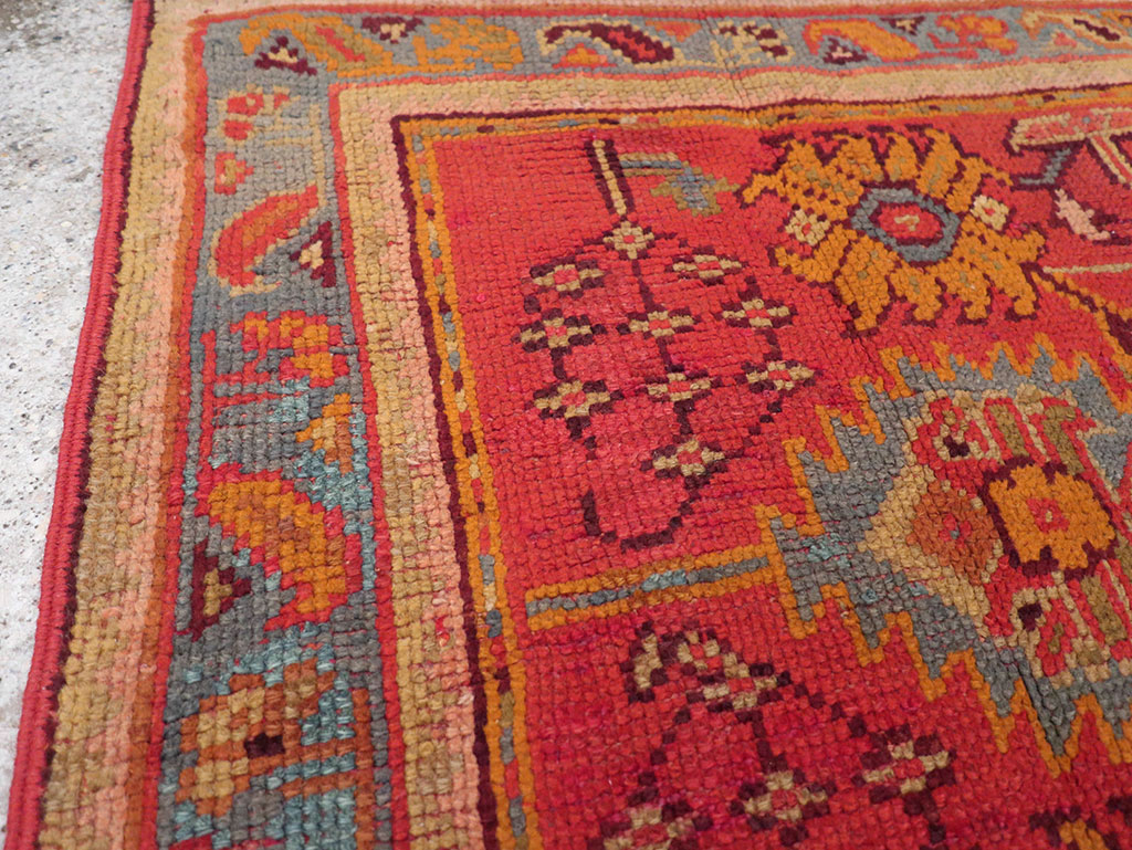 Antique Turkish Oushak Square Throw Rug, No.23999 - Staging
