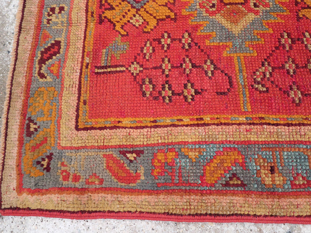Antique Turkish Oushak Square Throw Rug, No.23999 - Staging