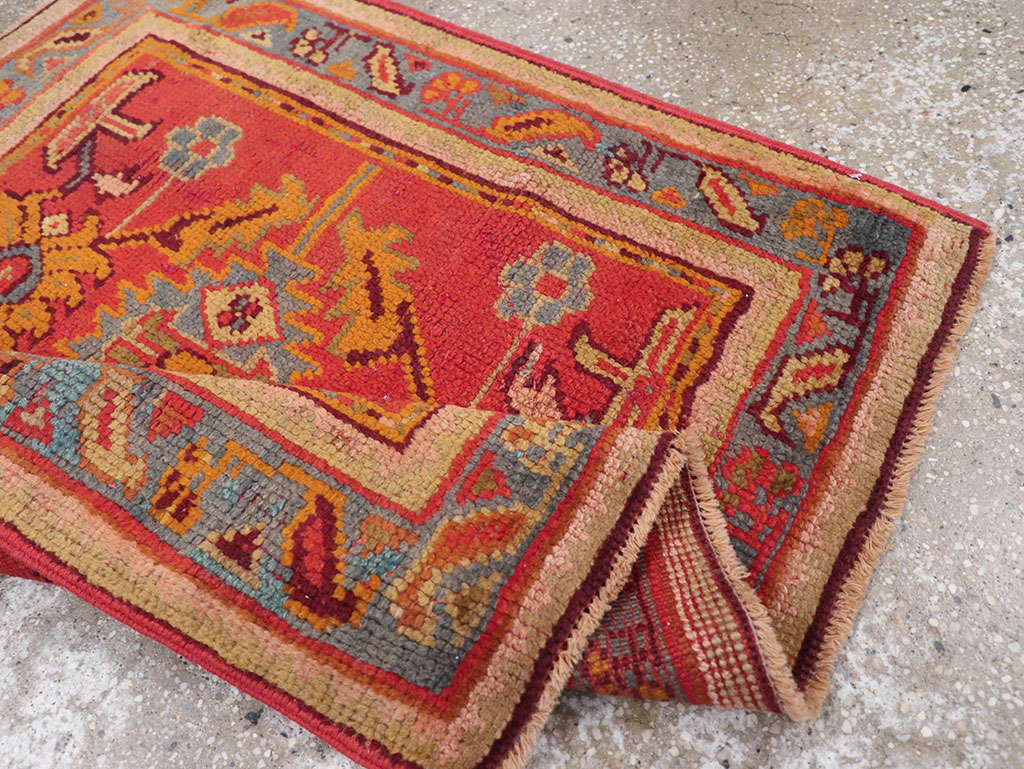 Antique Turkish Oushak Square Throw Rug, No.23999 - Staging