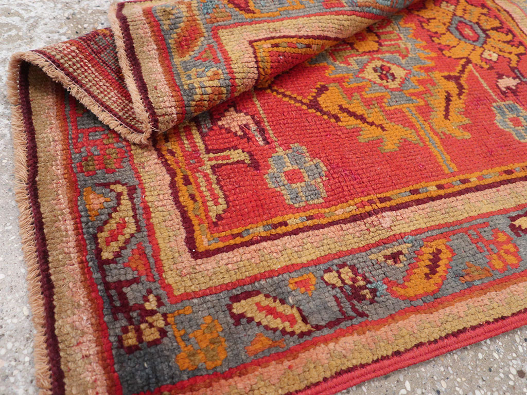 Antique Turkish Oushak Square Throw Rug, No.23999 - Staging