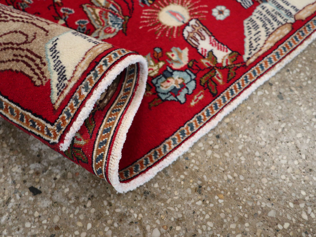 Vintage Persian Tabriz Pictorial Rug, No.24011 - Staging