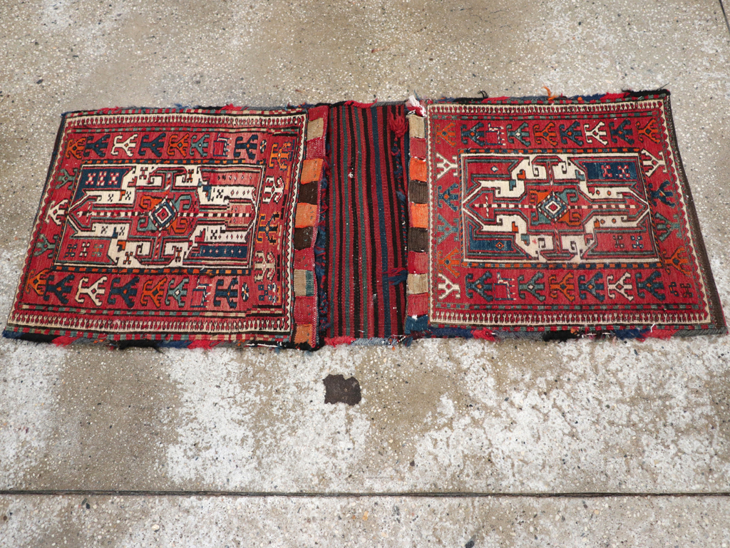 Vintage Persian Shahsavan Soumak Bag Face, No.24012 - Staging