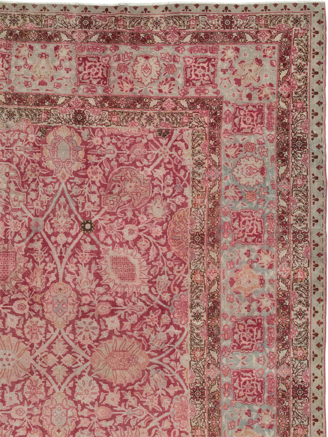 Antique Persian Tabriz Large Room Size Carpet, No.24018 - Staging