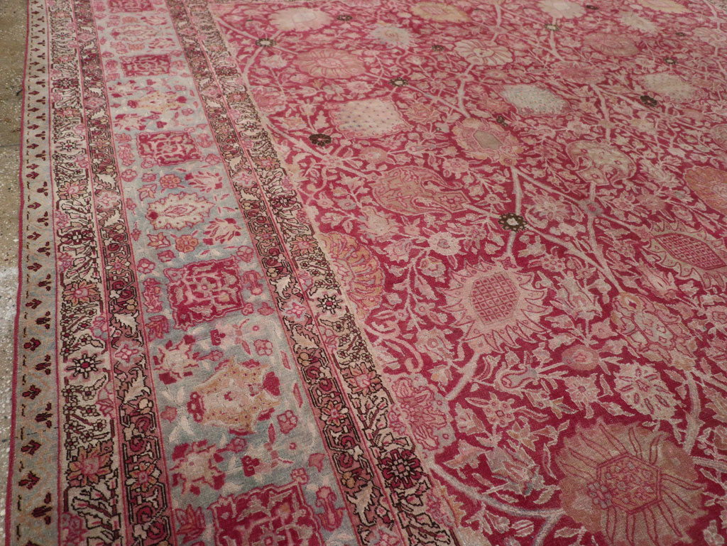 Antique Persian Tabriz Large Room Size Carpet, No.24018 - Staging