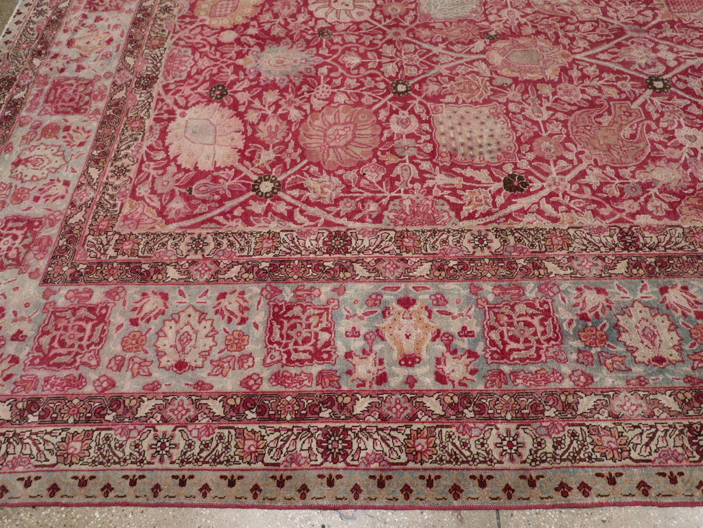 Antique Persian Tabriz Large Room Size Carpet, No.24018 - Staging