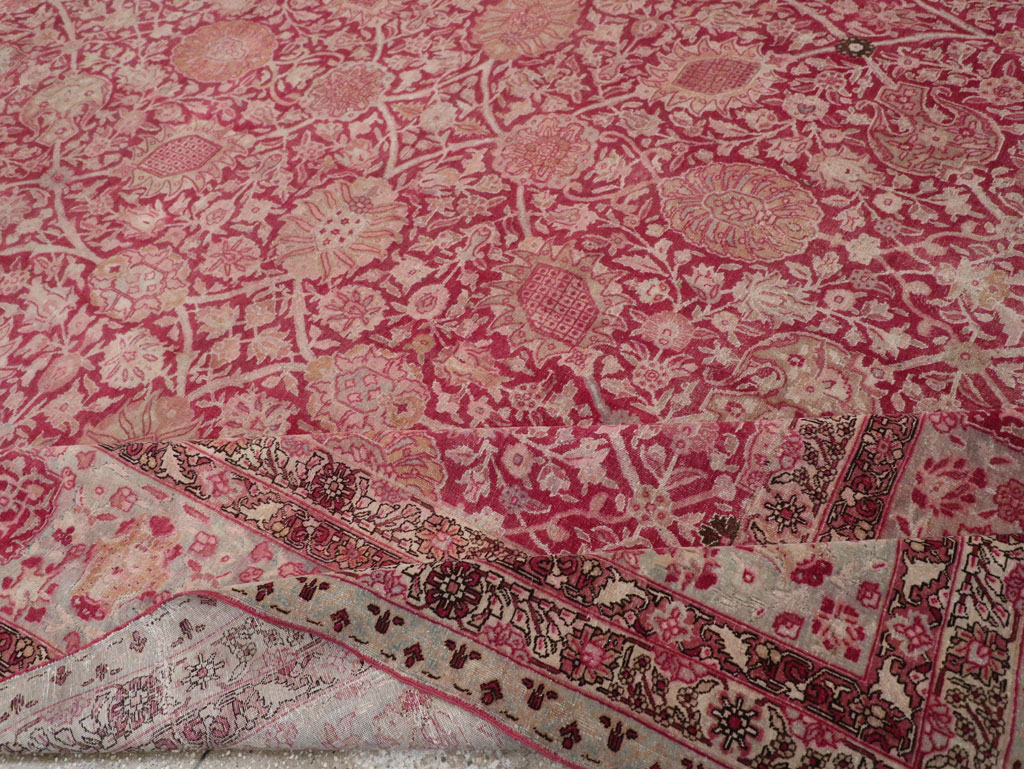 Antique Persian Tabriz Large Room Size Carpet, No.24018 - Staging