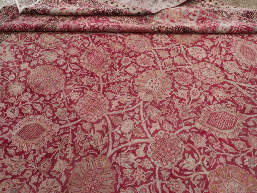 Antique Persian Tabriz Large Room Size Carpet, No.24018 - Staging