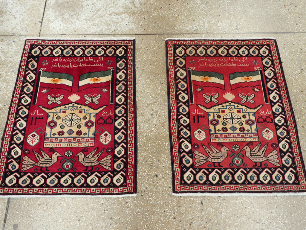 Vintage Persian Tabriz Pictorial Rug (Pair: 1 of 2), No.24028 - Staging