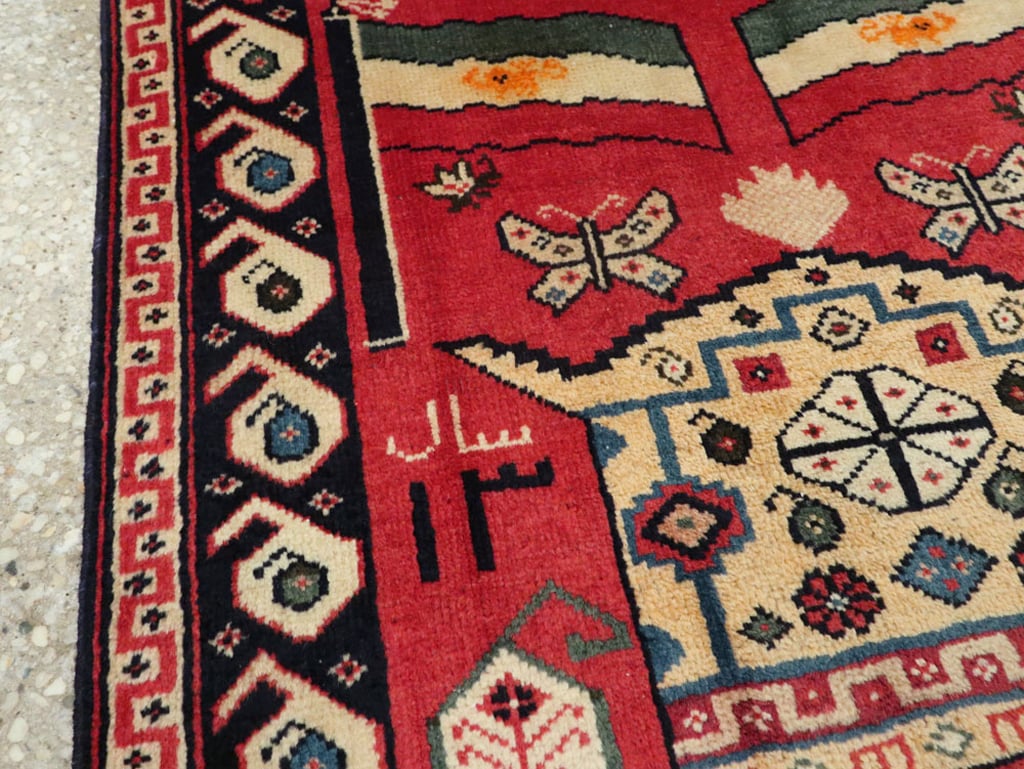 Vintage Persian Tabriz Pictorial Rug (Pair: 2 of 2), No.24029 - Staging