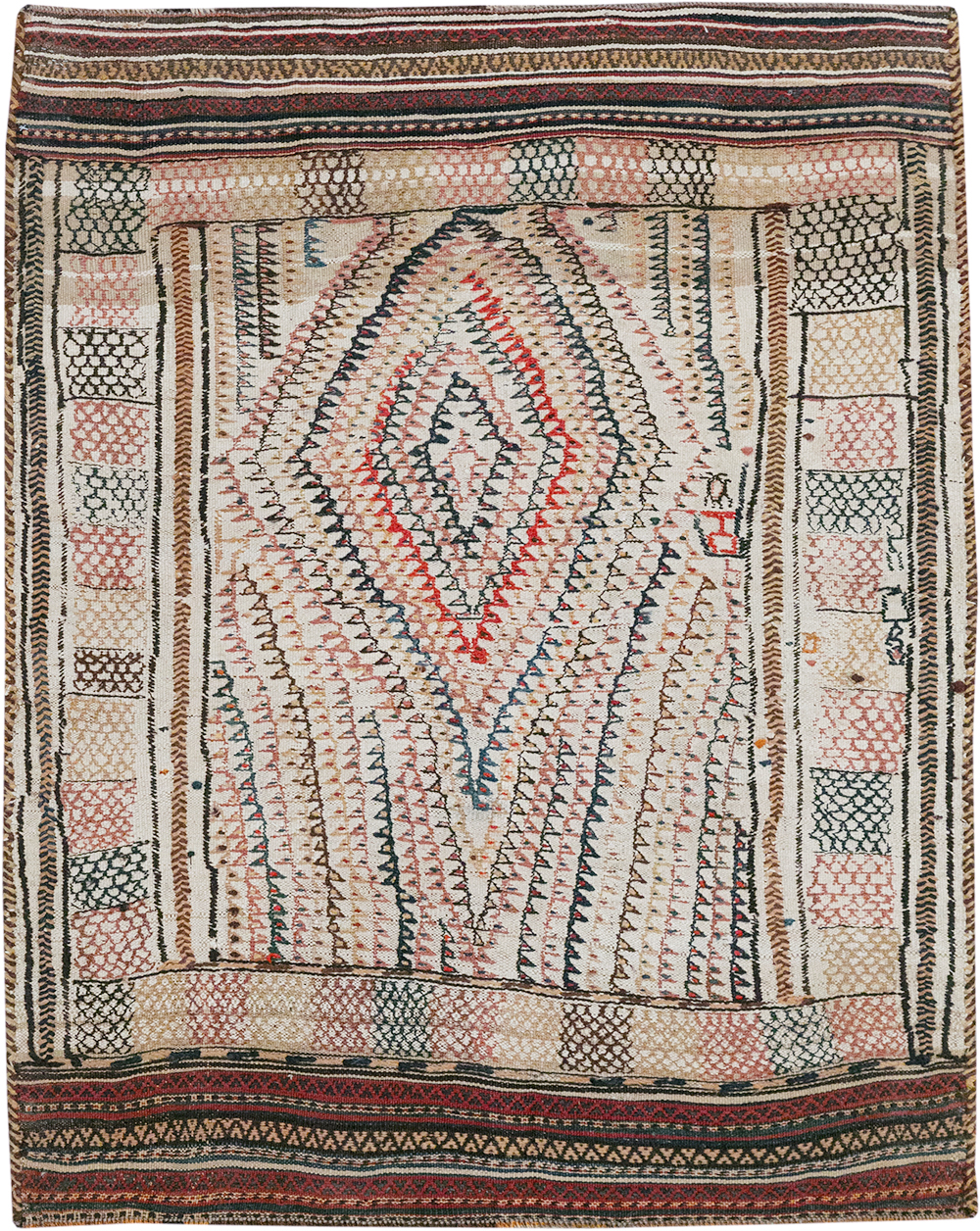 Vintage Persian Flatweave Kilim Throw Rug, No.24045 - Staging