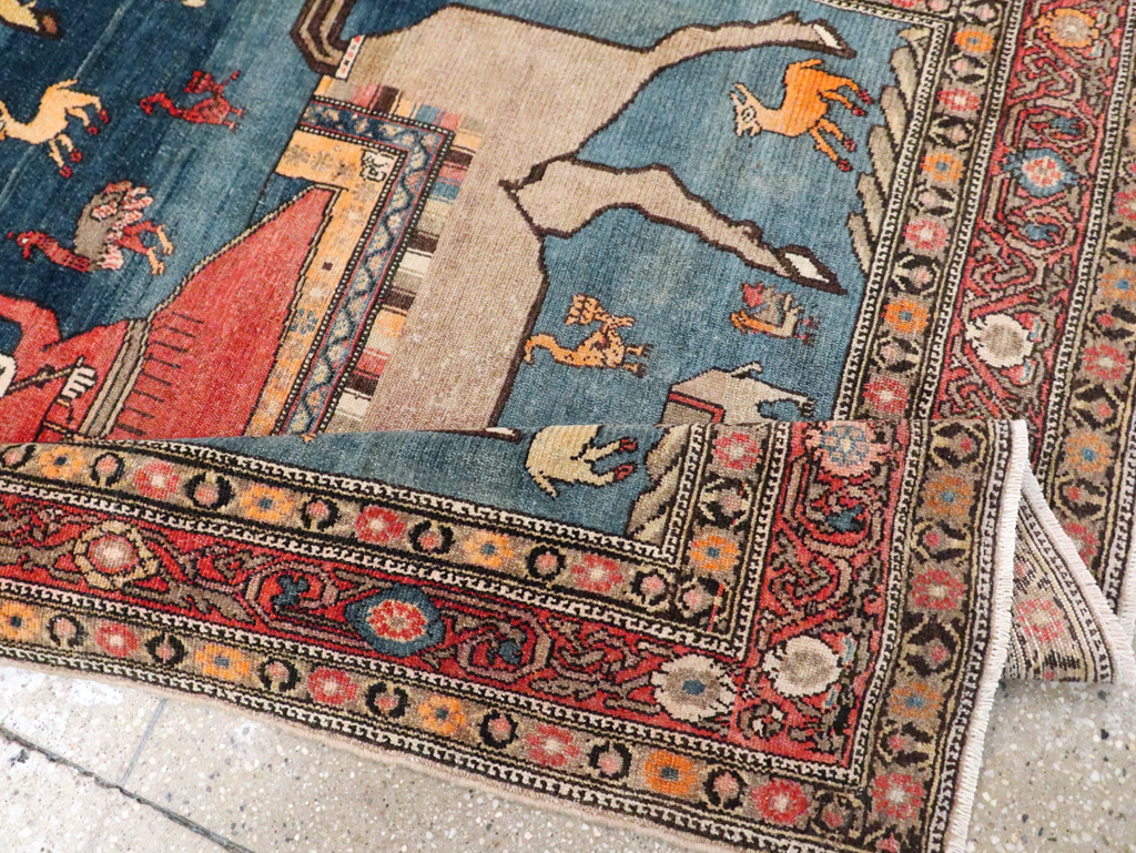 Antique Persian Pictorial Malayer Accent Rug, No.24062 - Staging