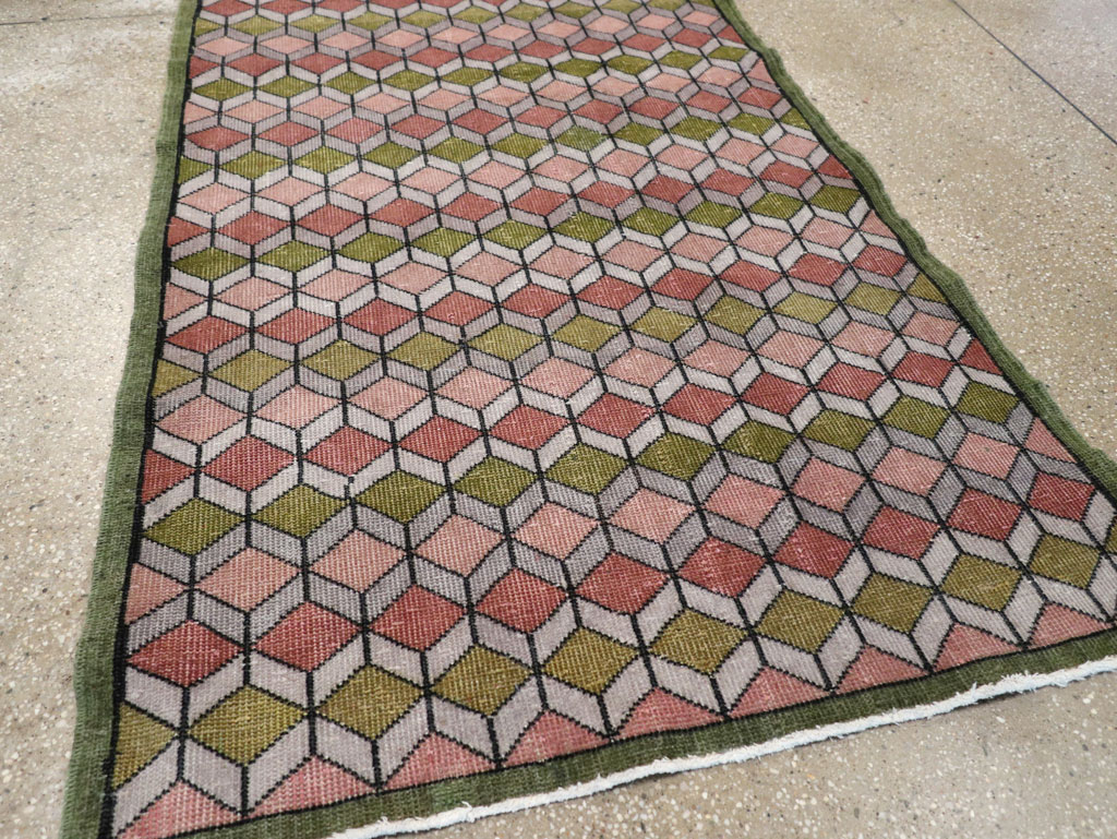 Vintage Anatolian Deco Rug, No.24065 - Staging