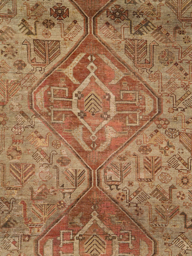 Antique Persian Shiraz Accent Rug, No.24072 - Staging