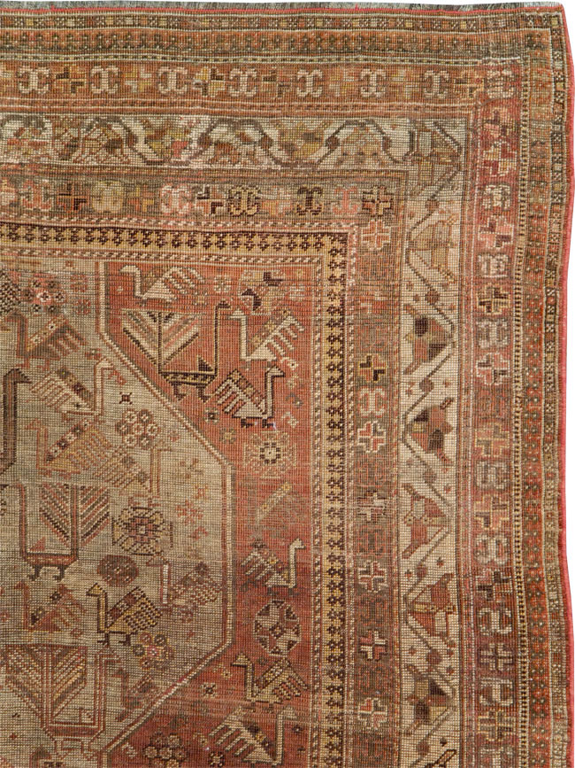 Antique Persian Shiraz Accent Rug, No.24072 - Staging