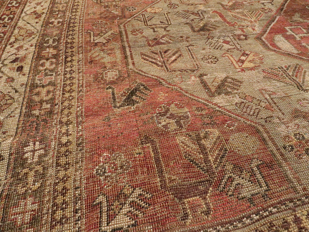 Antique Persian Shiraz Accent Rug, No.24072 - Staging