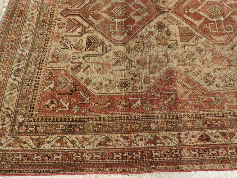 Antique Persian Shiraz Accent Rug, No.24072 - Staging