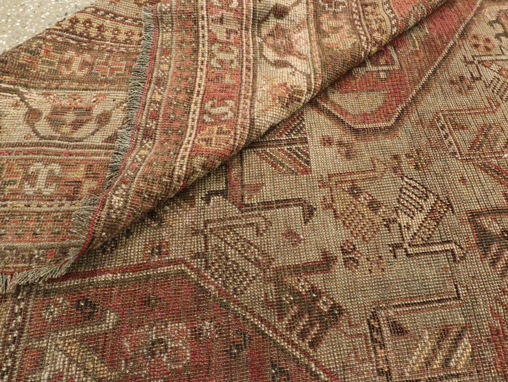 Antique Persian Shiraz Accent Rug, No.24072 - Staging