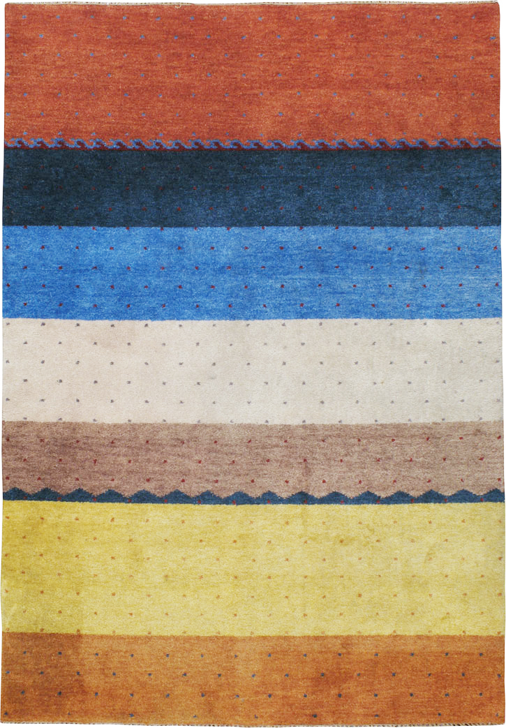 Modern Indian Gabbeh Style Accent Rug, No.24089 - Staging