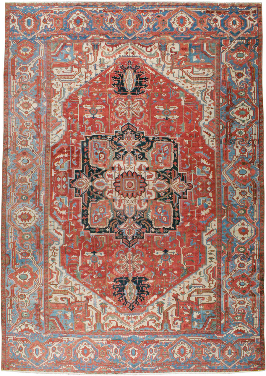 Antique Persian Heriz Carpet, No.24109 - Staging