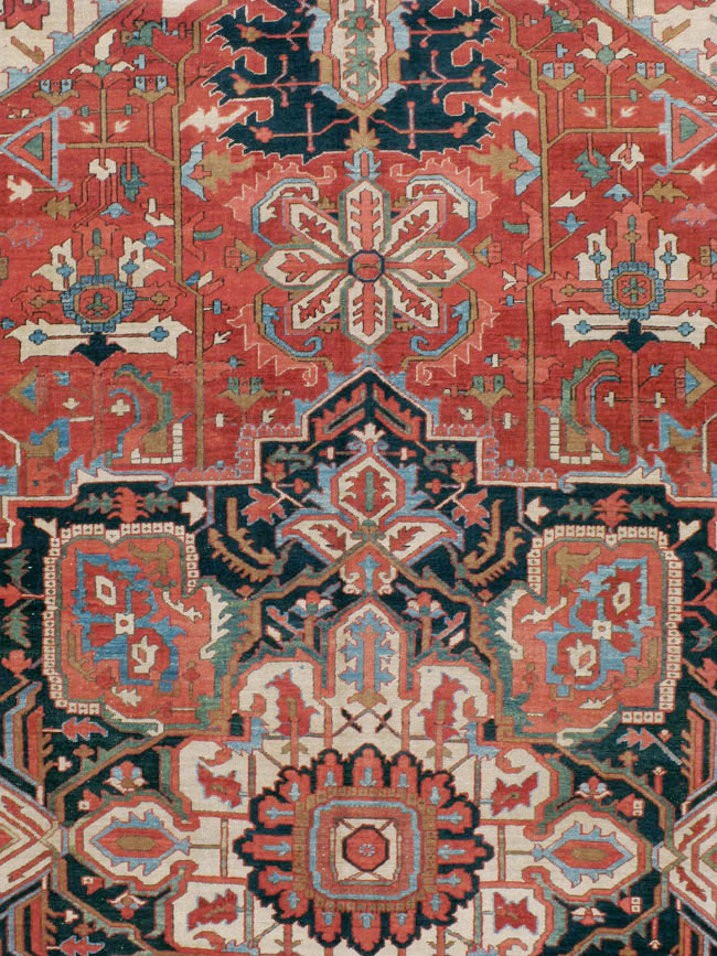 Antique Persian Heriz Carpet, No.24109 - Staging