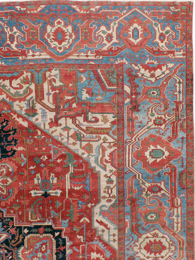 Antique Persian Heriz Carpet, No.24109 - Staging