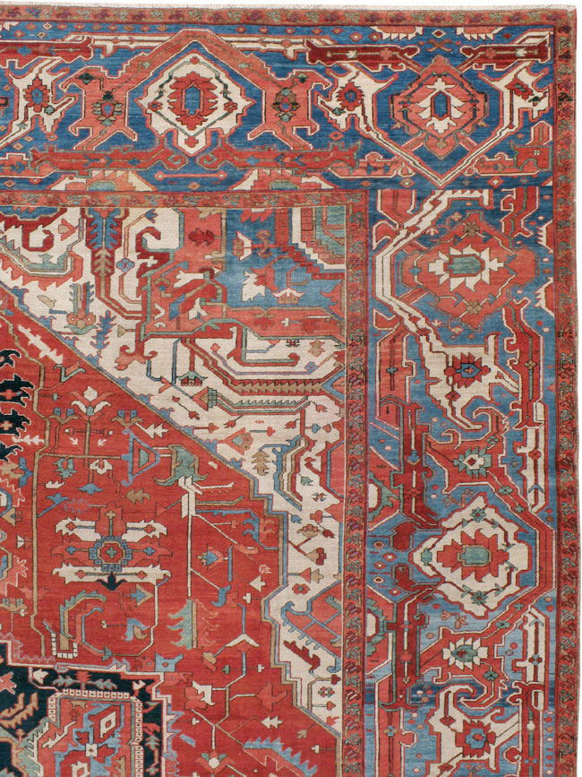 Antique Persian Heriz Carpet, No.24109 - Staging