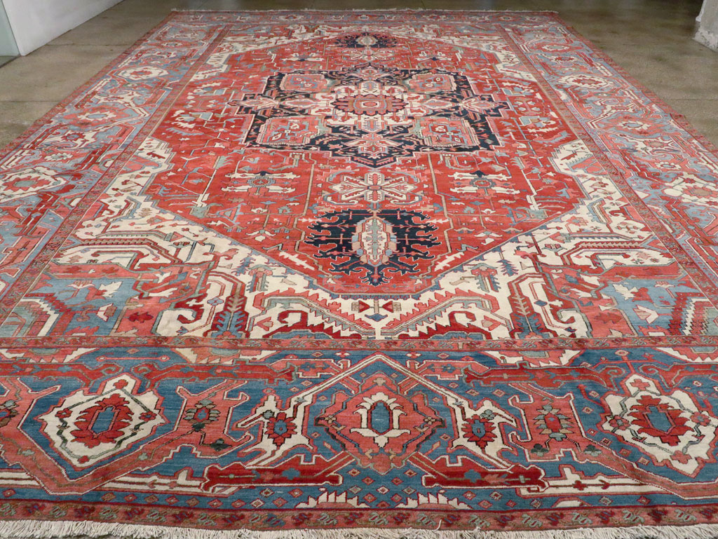 Antique Persian Heriz Carpet, No.24109 - Staging