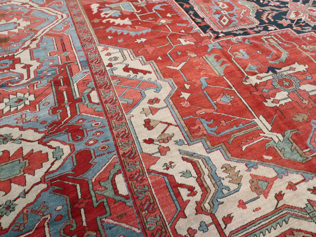 Antique Persian Heriz Carpet, No.24109 - Staging