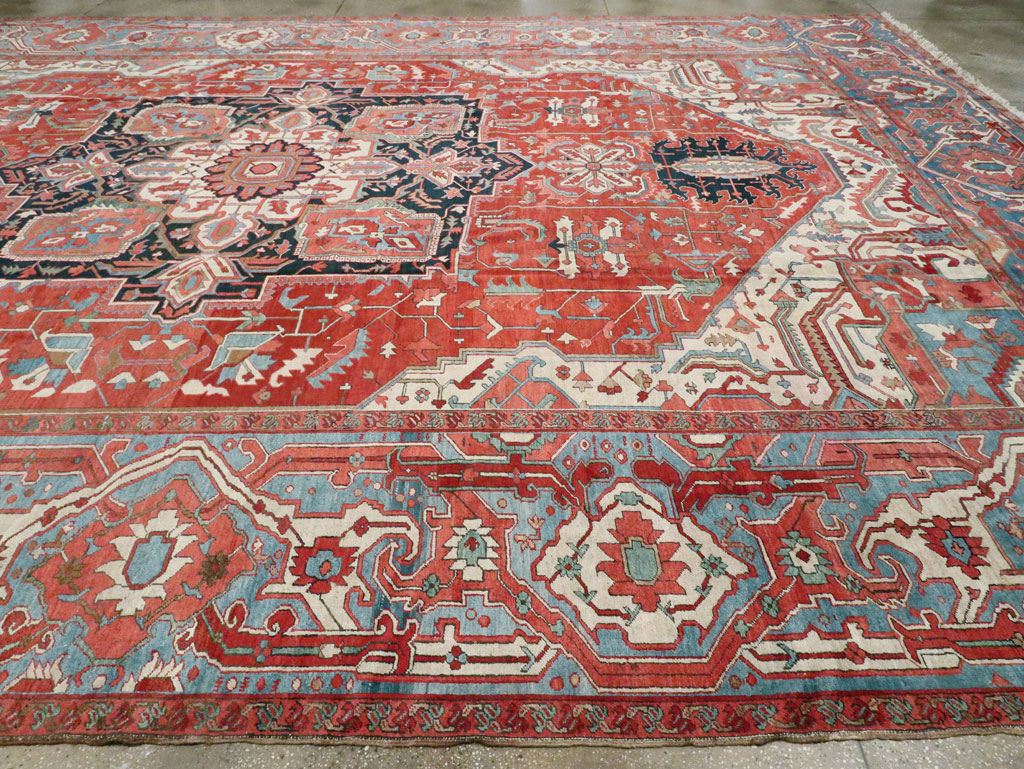 Antique Persian Heriz Carpet, No.24109 - Staging