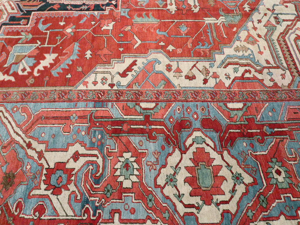 Antique Persian Heriz Carpet, No.24109 - Staging