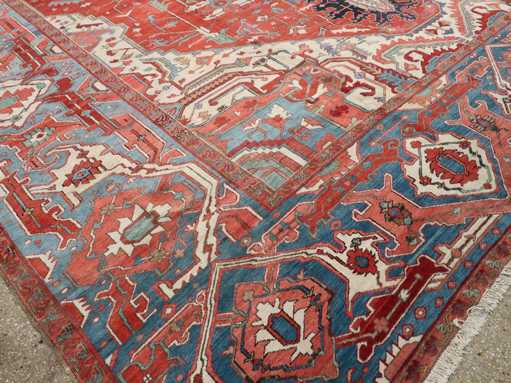 Antique Persian Heriz Carpet, No.24109 - Staging