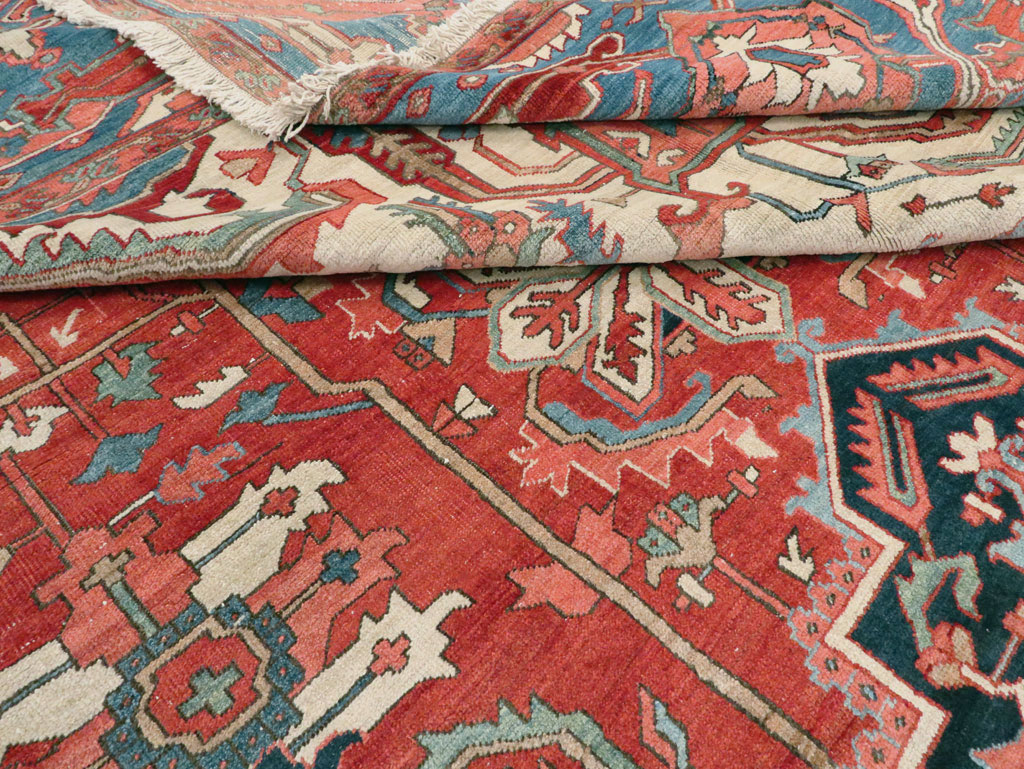 Antique Persian Heriz Carpet, No.24109 - Staging