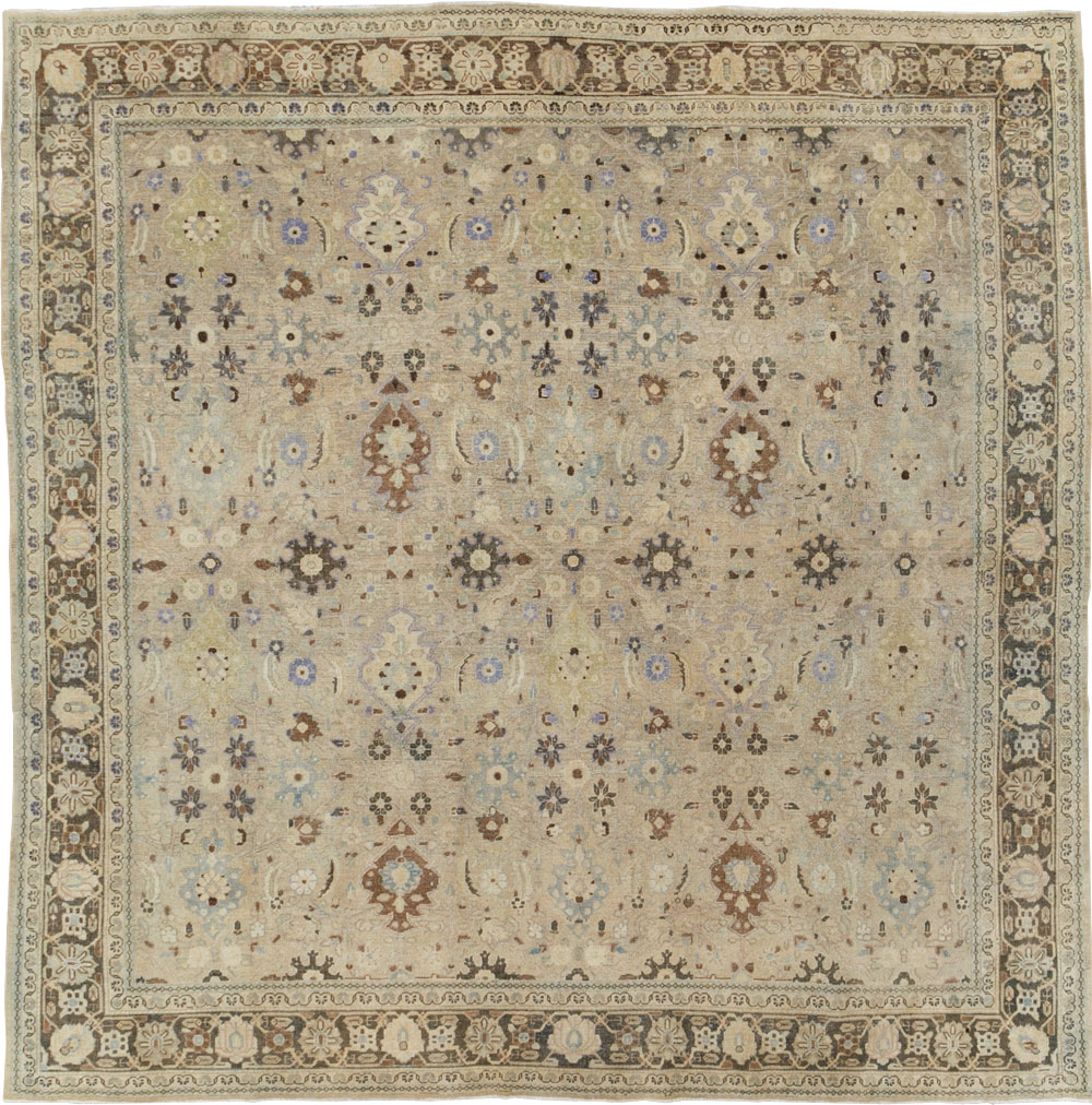 Vintage Persian Mahal Square Room Size Carpet, No.24117 - Staging