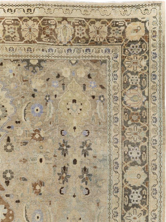 Vintage Persian Mahal Square Room Size Carpet, No.24117 - Staging