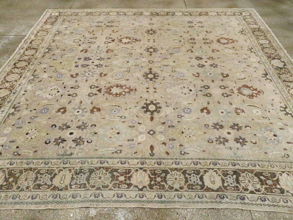 Vintage Persian Mahal Square Room Size Carpet, No.24117 - Staging