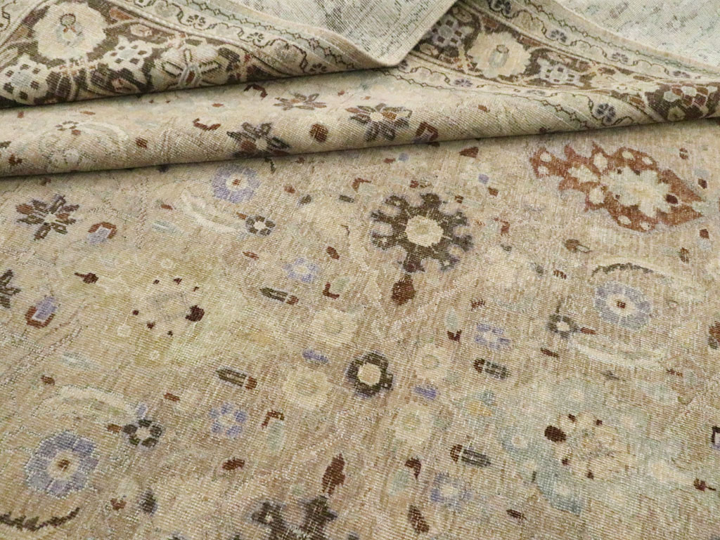 Vintage Persian Mahal Square Room Size Carpet, No.24117 - Staging