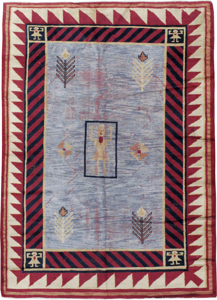 Vintage Indian Pictorial Carpet, No.24158 - Staging