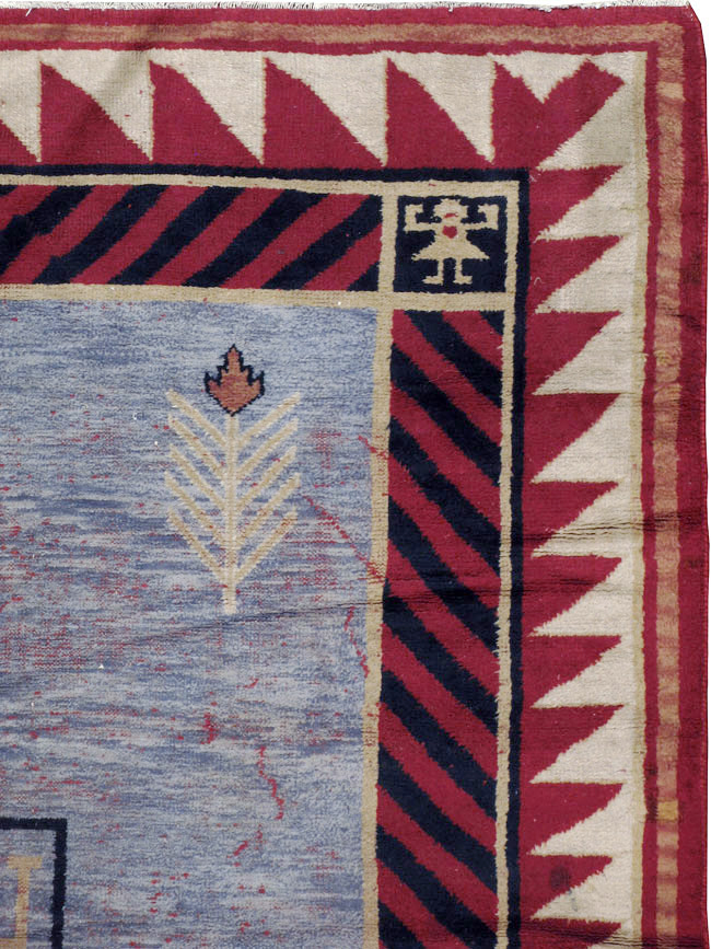 Vintage Indian Pictorial Carpet, No.24158 - Staging