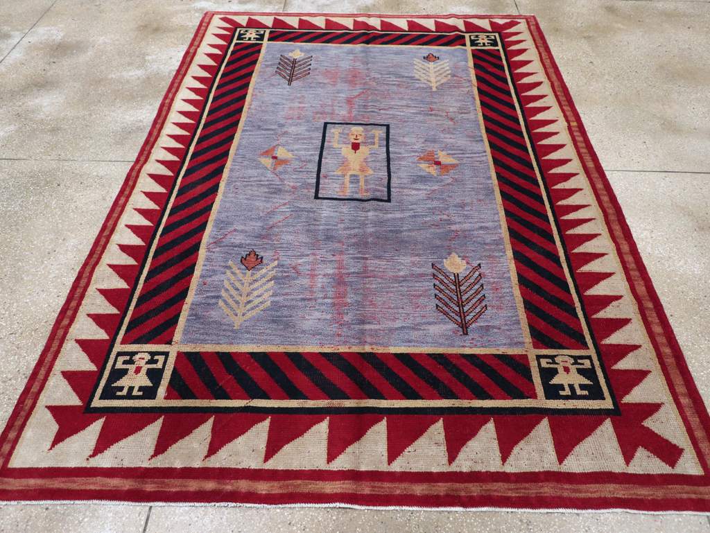 Vintage Indian Pictorial Carpet, No.24158 - Staging